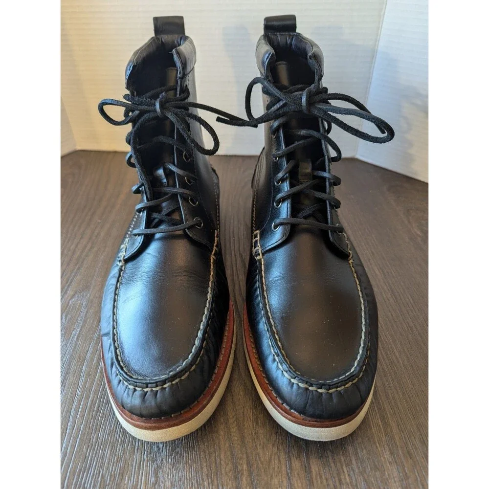 Eastland Sherman 1955 Lace Up Boots Mens 13 M Black Leather Logo Stitching
